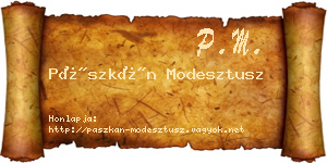 Pászkán Modesztusz névjegykártya